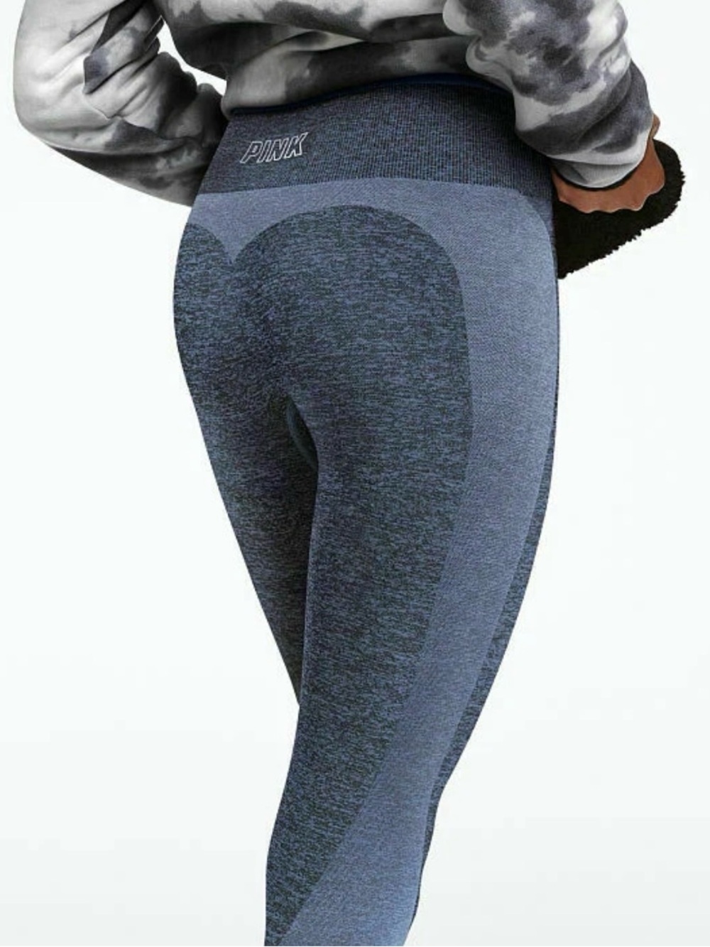 NWT Victorias Secret PINK Logo Sweetheart Blue Casual Gym Leggings Size Medium